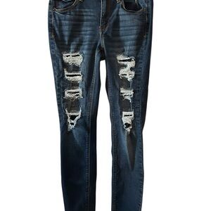 Mudd Distressed Dark Blue Skinny Jeans7L/W 28